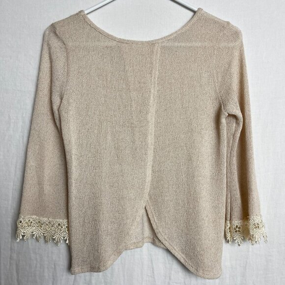 Poetry Lace Trim Back Wrap Blouse Womens S Open Back Cottage Coquette Romantic - Picture 3 of 13